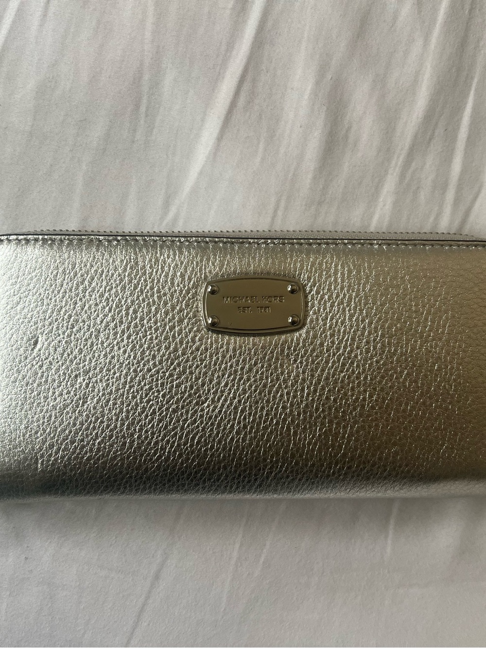 Michael Kors Metallic Silver Zip-Around Wallet